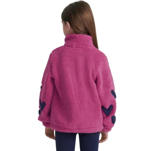 Splendid Girl's Jacket Fleece Zip Up Pink with Blue Hearts Size 4T - Picture 9 of 11